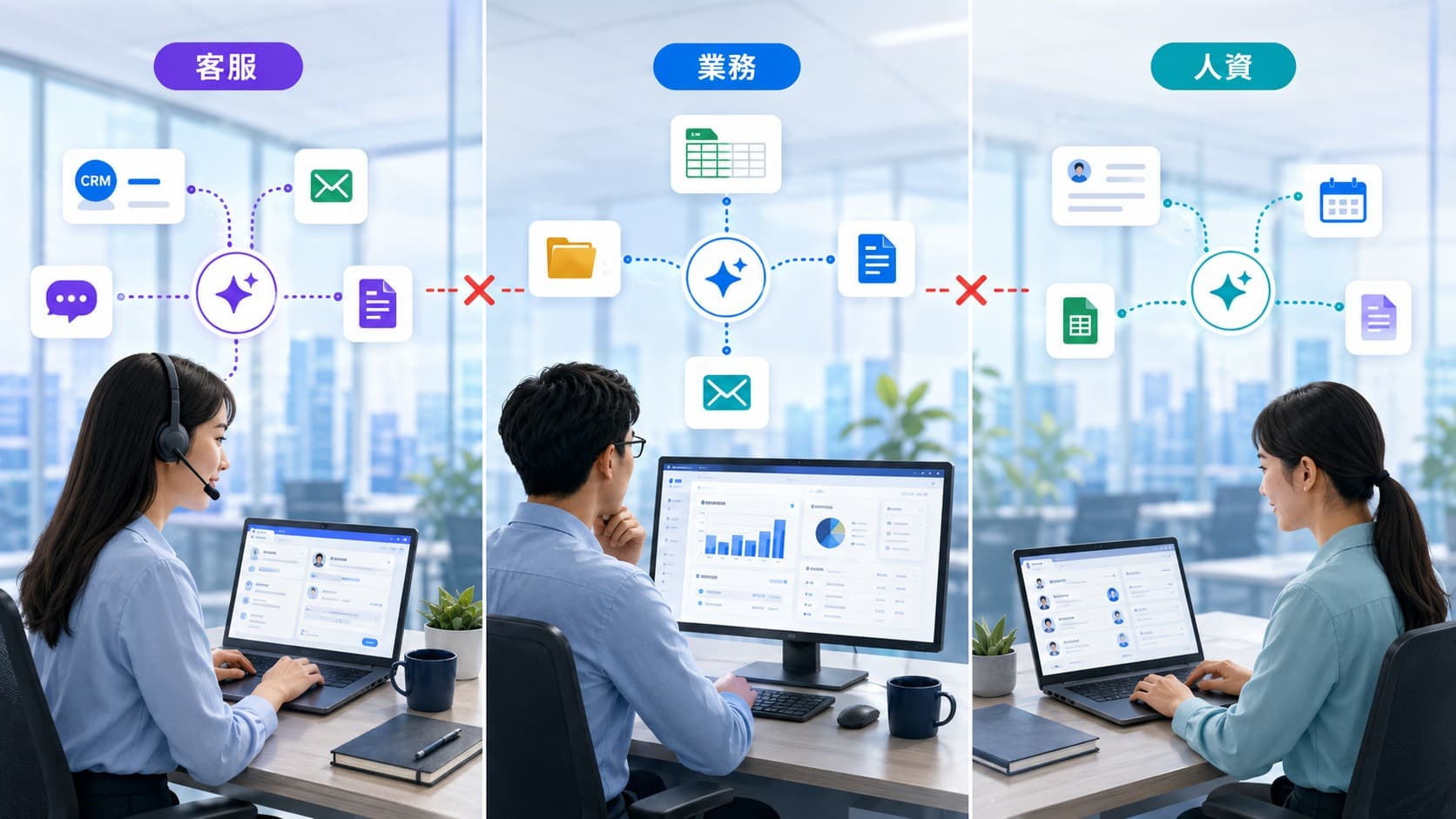 不同部門各自建立 AI 助理與資料連線