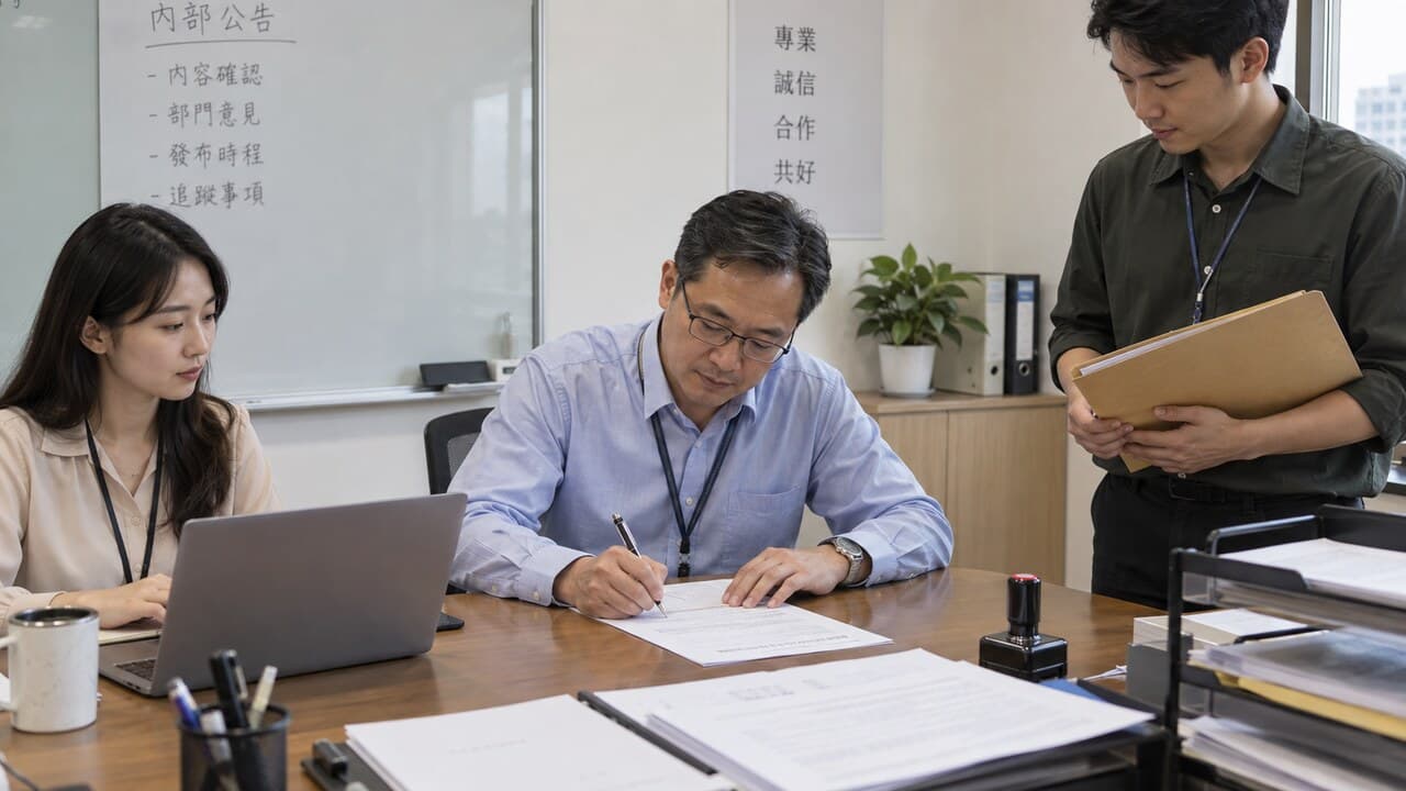主管完成文件核准,文件負責人同步記錄發布決定