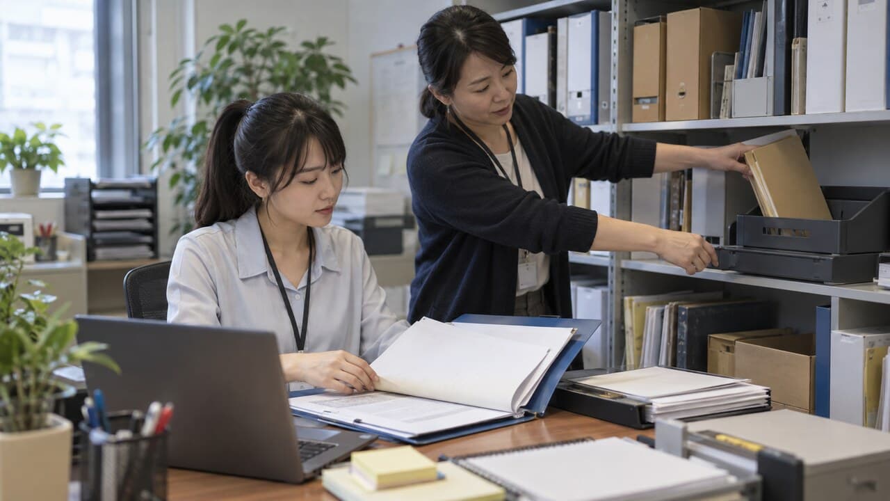 資深同仁將舊版歸檔並協助新進人員取得現行核准文件