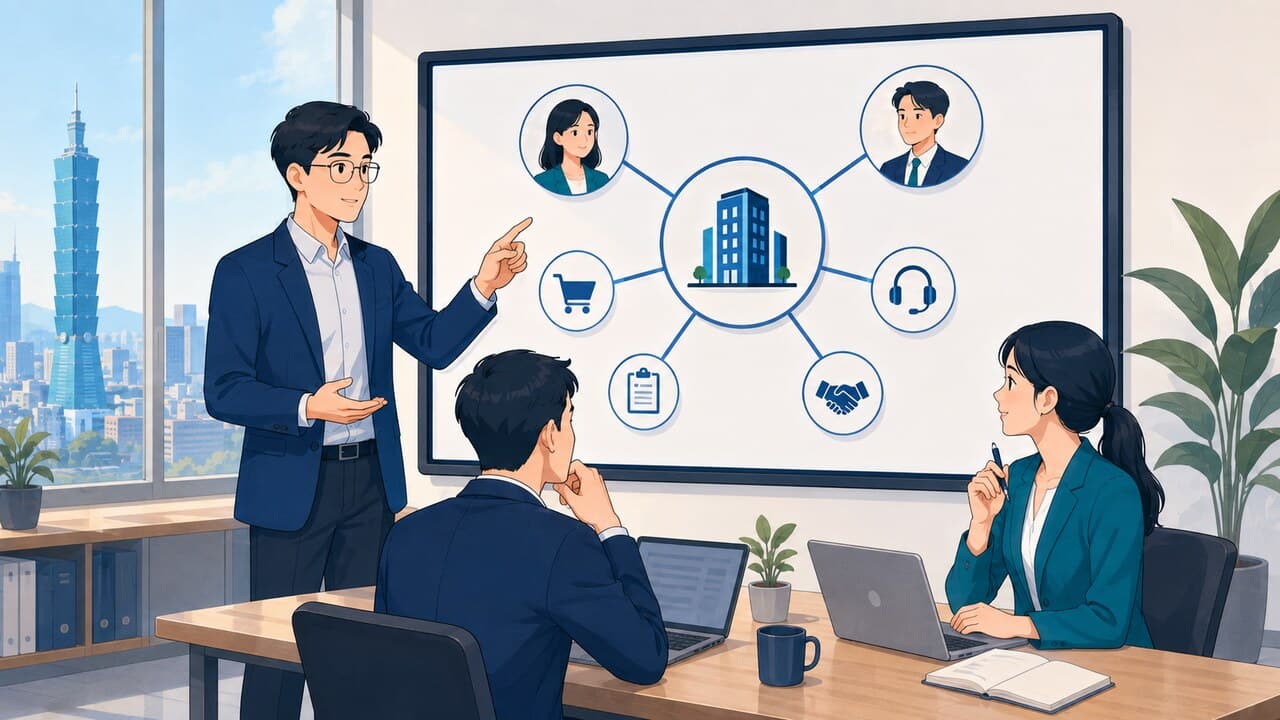 業務與客服團隊檢視同一客戶所連結的聯絡人、商機、訂單與服務紀錄