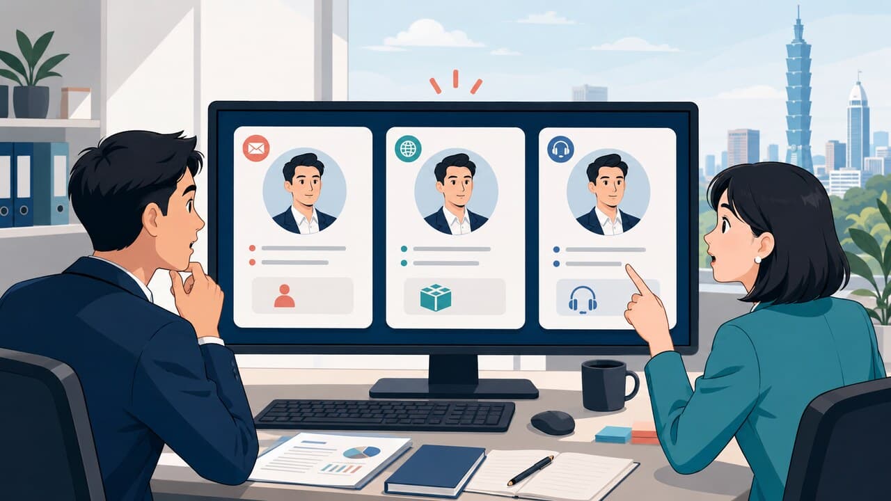同一位客戶因 Email、表單與客服管道而形成三筆斷裂的紀錄