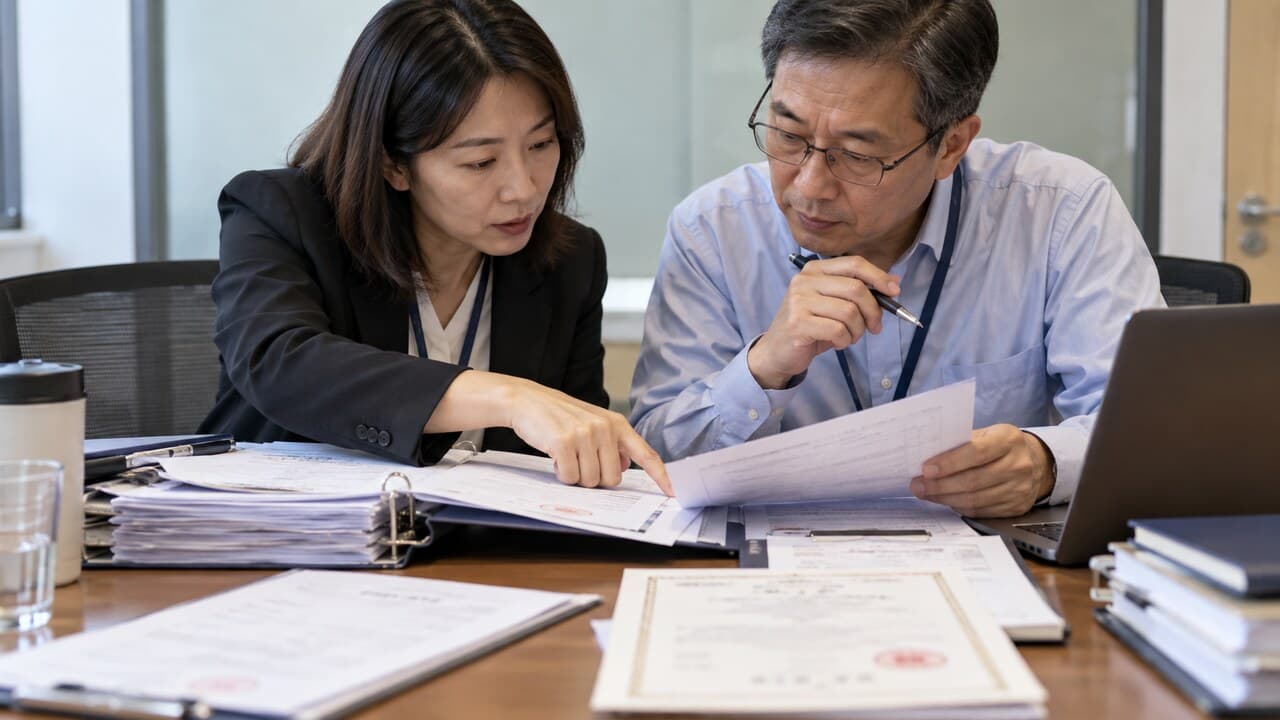 內部稽核人員與流程負責人核對原始證書與紀錄